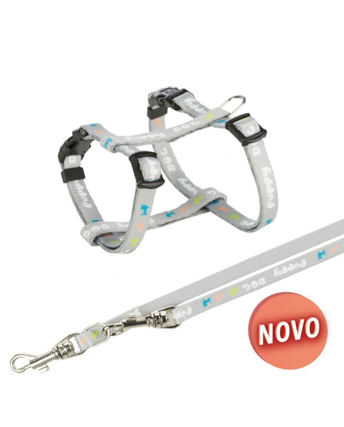 PEITORAL COM TRELA PARA CACHORRO JUNIOR (CINZA CLARO)