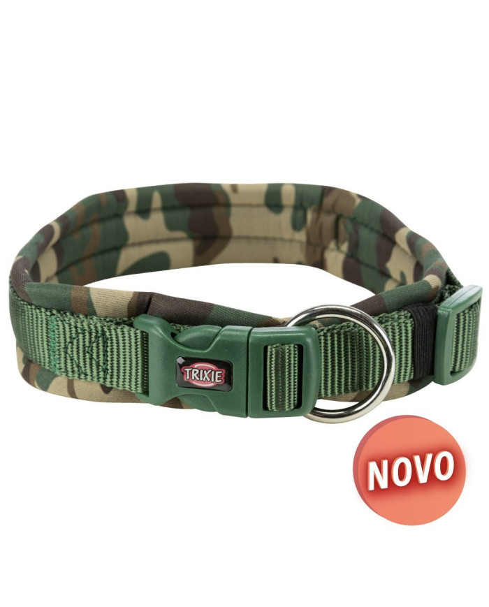 COLEIRA "PREMIUM" COM NEOPRENO (CAMUFLADO / VERDE CAÇA) CÃO L