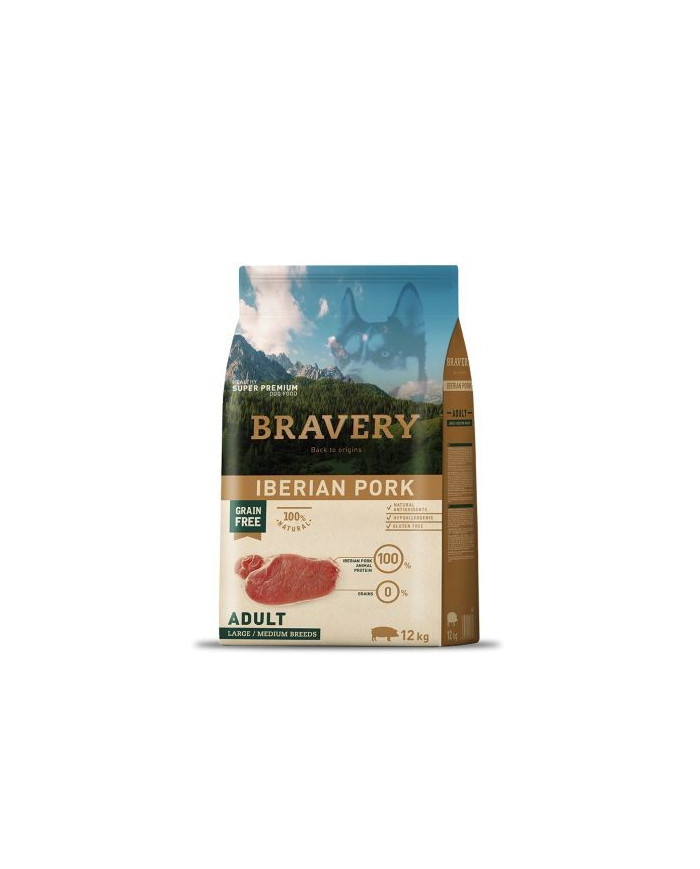 Ração Seca Bravery Adult Grain Free Medium-Large Iberian Pork 4Kg