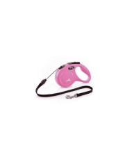 Flexi Trela em fita New Classic S Corda 5m 12 kg preta/azul/rosa