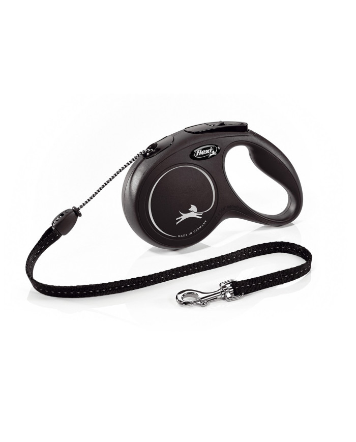 Flexi Trela em fita New Classic S Corda 5m 12 kg preta/azul/rosa