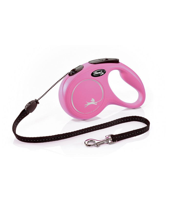 Flexi Trela em fita New Classic M Corda 5m 20 kg preta/azul/rosa