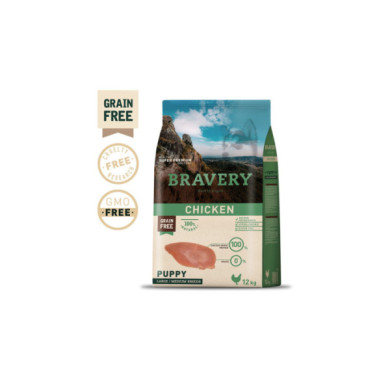 Bravery Puppy Grain Free Medium-Large Chicken 12Kg