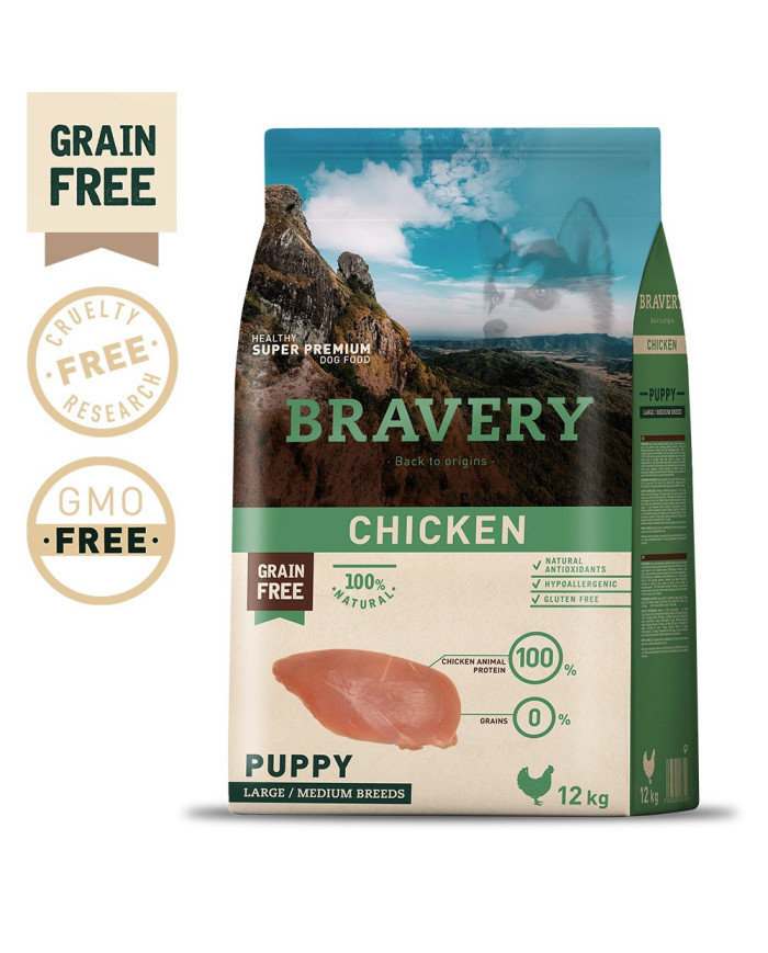 Bravery Puppy Grain Free Medium-Large Chicken 4Kg